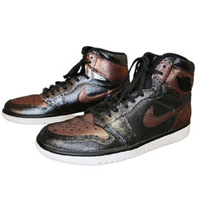 NIKE Women’s Air Jordan 1 HI OG Fearless Black Metallic Rose Gold Size 11.5